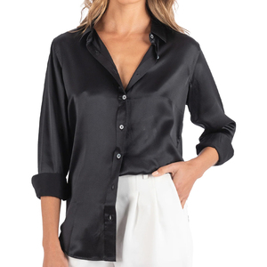 Luxury 100 Silk Shirt Women Long Sleeve Office <b>Blouse</b> Elegant Button Up Top Solid Color <b>Satin</b> <b>Blouse</b> Plus Size Female Clothing - Product Image 2