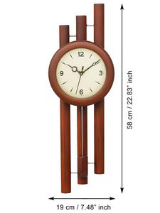 Modern <b>Large</b> Brown Wooden Quartz Wall <b>Clock</b> Round Analog Decorative 3 Dial Design for Living Room Bedroom - Product Image 5