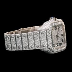 Round Moissanite Diamond & 925 <b>Sterling</b> <b>Silver</b> Unique Mechanical <b>Watch</b> Luxury Antique Style with 41mm Dial ETA Movement - Product Image 4