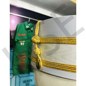 หมวกเมสันสีขาวพร้อมขอบสีทองและปักลายกางเขน - Product Image 6