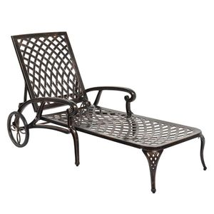 193*64.5*93cm Adjustable Backrest Cast Aluminum Courtyard Sun Lounger with Bronze Finish Bed - Product Image 1