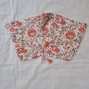 Dense Coral Vine Sunflower Print Women Cotton Shorts Peach Tassel Tie Soft Frill Hem Casual Boho Sleepwear Summer Pajama Set - Product Image 4