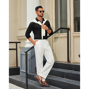 Polo de Manga Larga para Hombre – Camiseta de Golf Clásica de Algodón con Cuello para Uso Diario, Casual y de Negocios - Product Image 3