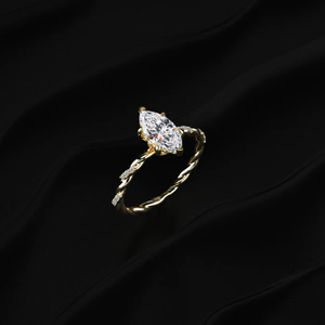 Bague de fiançailles classique en diamant marquise 1,1 carat avec pavé torsadé, bijoux fins en diamant cultivé en laboratoire provenant d'un fournisseur indien - Product Image 2