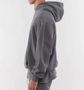 Sweat à capuche personnalisé de qualité supérieure en molleton épais, respirant, 100 % coton, 430 g/m², coupe oversize, effet délavé, pour homme, collection automne, OEM - Product Image 5