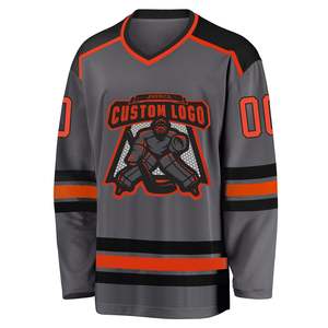 Maillot de hockey sur glace personnalisé pour homme, col en V, gris, rouge, noir, maille respirante, manches longues, impression sublimée, logo de l'équipe, 00 Votre nom - Product Image 6