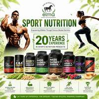 Concentré de protéines de lactosérum Elma Food 1KG Sans sucre ajouté 50 portions Formule de croissance musculaire BCAA Sans OGM Poudre de protéines