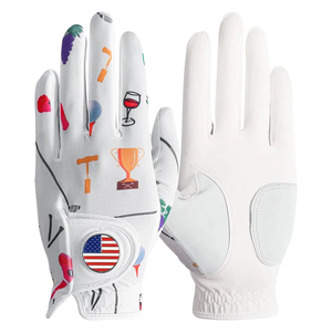 Gant de golf unisexe en cuir véritable imperméable, antidérapant, protection UV, avec marqueur de balle intégré et fermeture auto-agrippante - Product Image 1