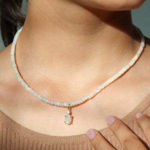 Plain <b>Bead</b> <b>Necklace</b> with Separator & Charm Minimal Plain <b>Bead</b> Charm <b>Necklace</b> with Spacer <b>Beads</b> - Product Image 2