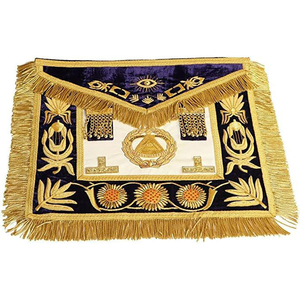 Past Master Blue Lodge Handmade Professional Apron with Customized Color & Size White and Silver Cross Stitch Embroidery - Product Image 3