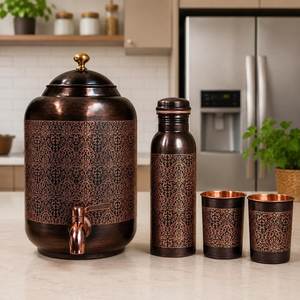 Dispensador de Agua de Cobre Artesanal de Lujo, Jarra Moderna para Cocina, Dispensador de Bebidas con Grifo de Latón y Juego de Vasos - Product Image 5