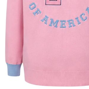 Pink Women's Jack and Jill Button Front <b>Cardigan</b> <b>Sweater</b> with Light Blue Trim Long Sleeve Pockets and Front Chest Logo Casual - Product Image 4