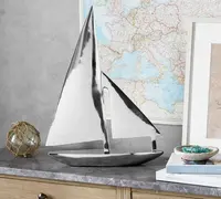 Barco de vela de alumínio decorativo, escultura de iate, preço, atacado, metal, decorações de casa, fabricante