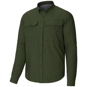 เสื้อเชิ้ตแขนยาวสีเขียวล้วนสำหรับผู้ชาย ทรงปกติ ผ้าฝ้ายแห้งเร็ว - Product Image 6