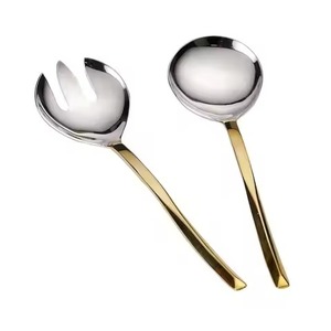 Best Seller Metal Salad Server Set Stainless Steel Salad <b>Serving</b> <b>Spoon</b> Fork Kitchen Dining Table Use - Product Image 3