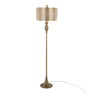 Lámpara de pie contemporánea de metal Grandview Gallery Ashland de 63 pulgadas con metal dorado cortado con láser y pantalla de lino blanco roto - Product Image 2
