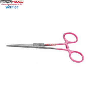 Pinzas Hemostáticas Rectas de 5.5 Pulgadas, Color Rosa, Instrumentos Quirúrgicos de Acero Inoxidable de Grado Alemán, Pinza Hemostática con Bloqueo - Product Image 5