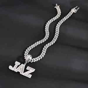 Custom Letter Moissanite Pendant <b>Chain</b> Hip Hop <b>Name</b> Charm 925 Silver Rhodium Plated Round Brilliant Jewelry - Product Image 1