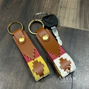 <b>Custom</b> Genuine Leather Western Style Embroidered Aztec Pattern Keychain <b>Ring</b> Fashion Accessory Durable <b>Key</b> Holder For Daily Use - Product Image 1