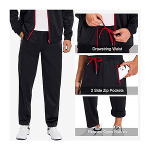 ชุดวอร์มผู้ชายแบบ 2 ชิ้น ชุดวิ่งออกกำลังกายแบบซิปเต็มตัว ชุดสเวตสูทสำหรับผู้ชาย ชุดวอร์มกีฬาเนื้อผ้ามันวาว น้ำหนักเบา ระบายอากาศได้ดี - Product Image 6