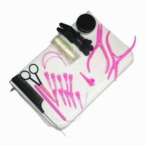 Kit d'outils pour extensions de cheveux avec crochets à boucle, fils, aiguilles, pinces en acier inoxydable, personnalisable, professionnel - Product Image 5