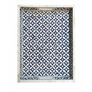 Bandeja Rectangular moderna con incrustaciones de hueso con asa, marco decorativo para sala de estar, cocina, mesa de centro, patrón elegante para decoración del hogar - Product Image 1