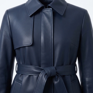 Veste en cuir PU pour femme, coupe courte et ajustée, ceinturée, style britannique, décontractée, printemps, automne, hiver, vente en gros, OEM - Product Image 5