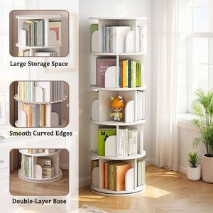 Librería Giratoria de 360 Grados, Torre de Librería Giratoria de 5 Niveles para Espacios Pequeños, Librería que Ahorra Espacio - Product Image 1