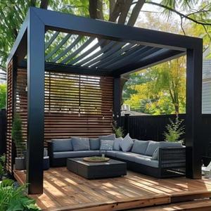 Pergola de jardin en aluminium, <span class=keywords><strong>toit</strong></span> à lames orientables, imperméable, structure d'ombrage réglable - Product Image 2