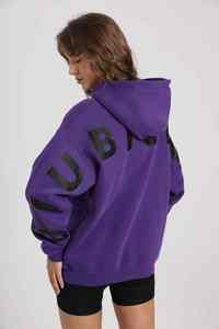 Sweat-shirt à capuche oversize à manches longues avec tissu confortable, logo personnalisé, coupe ample, grandes lettres, décontracté, hiver - Product Image 4