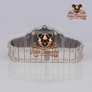 Montre de luxe pour homme en moissanite et diamants, boîtier en acier inoxydable, entièrement sertie de pierres, montre de mode haut de gamme - Product Image 1