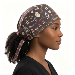 Casquettes chirurgicales imprimées Neuro Care Team, brodées, pour infirmières chirurgicales, médecins et personnel médical, en tissu - Product Image 1