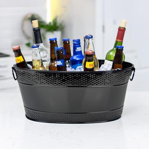 Large Capacity Black Galvanized Beverage Tub Bulk Ice Cooler with Handles 15QT Metal <b>Drink</b> Bucket for Beer Wine Party <b>Bar</b> Use - Product Image 1