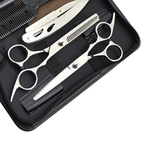 Kit de barbier professionnel, ciseaux, rasoir, peignes, ciseaux à cheveux en acier inoxydable, ensemble d'outils de coiffure pour salon de coiffure - Product Image 2