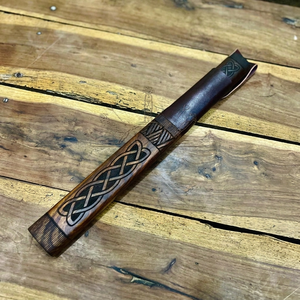 Cuchillo Vikingo Seax Forjado a Mano con Funda de Cuero, Cuchillo de Caza Afilado para Acampar, Regalo para Hombres, Cumpleaños o Boda - Product Image 3
