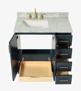 Mueble de Baño Personalizado Quartus de 37 Pulgadas con Lavabo a la Izquierda, Solo Mueble, 4 Opciones de Acabado, Fabricante OEM de Vietnam - Product Image 4