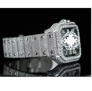 Montres RUDRA JEWELS : Montre de Luxe en Acier Inoxydable avec Diamants Moissanite, Mouvement Mécanique, Style Vintage Sportif Élégant, Creuse et Ornée de Cristaux - Product Image 3