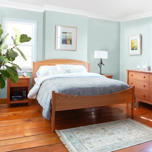 Wholesale Mid-Century Modern Arched Solid Wood <b>Bed</b> | Crescent Headboard & Footboard <b>Platform</b> <b>Bed</b> - Product Image 1