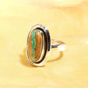 Anillo de Plata de Ley 925 de Alta Calidad con Turquesa Natural en Engaste Ovalado, Estilo Clásico, al Mejor Precio - Product Image 2