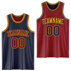 Maillots et shorts de basketball entièrement sublimés, réversibles et personnalisés, uniformes grandes tailles pour hommes et femmes, colorés, bordeaux, fournisseur d'équipements d'équipe - Product Image 2