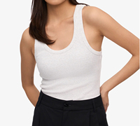 Camiseta Deportiva de Tirantes para Mujer, de Alta Calidad, con Sensación de Segunda Piel, con Lazos y Cintas, Diseño Color Block, Informal, 95% Algodón