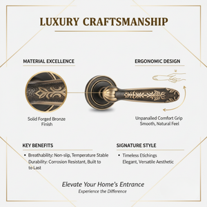 Poignée de porte vintage en laiton foncé Ornatus Tenebris |   Poignée de porte à levier gravée de motifs floraux, robuste, pour l'intérieur - Product Image 5