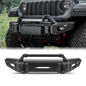 Paraurti Anteriore per Jeep Wrangler JL 2018+ e Gladiator 2020+ con Supporti per Gancio di Traino in Acciaio e Alluminio - Product Image 1