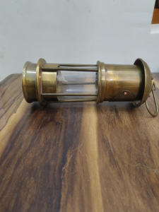 โคมไฟทองเหลืองโบราณพร้อมกระจกสีขาว - Product Image 6