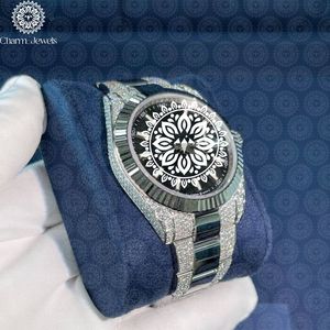 Montre de Luxe pour Homme Charm Jewels en Acier Inoxydable, Boîtier 40mm, Analogique Mécanique, Lunette Diamantée, Bracelet en Acier Inoxydable 20cm, Étanchéité 10 Bar - Product Image 5