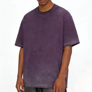 Custom Men's Oversized 100% Cotton Premium Thick <b>Patchwork</b> Tee 260Gsm DTG Street Style Mineral Wash Blank <b>Top</b> - Product Image 1