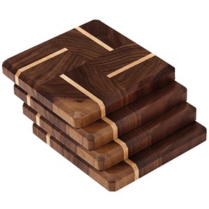 Posavasos Artesanales de Madera de Nogal con Soporte Metálico |   Venta al por mayor desde India - Product Image 4