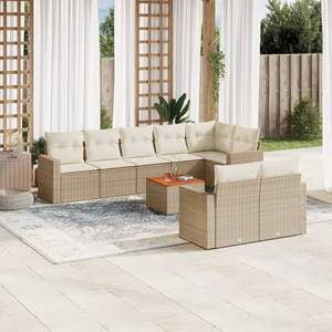 Grand ensemble de canapés de jardin modulaires en rotin PE beige, meubles de jardin modulaires confortables - Product Image 1