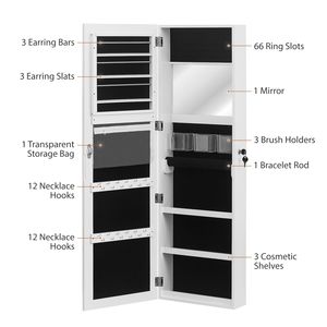 Miroir de corps entier rétro blanc en PVC avec revêtement imitation bois, armoire à bijoux, meuble de rangement et coiffeuse avec miroir décoratif - Product Image 3