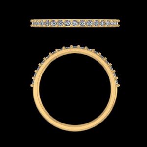 Round Cut Diamond Pave Wedding Band 0.32 Carat 14k 18k Yellow Gold Half <b>Stacking</b> <b>Ring</b> Luxury Fine Jewelry Bridal Gift Her - Product Image 3